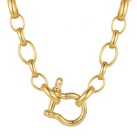 Collier Hip Hop Rock en Acier Inoxydable Plaqué Or 18K PVD de Haute Qualité avec Fermoir en U et Chaîne O P213233