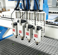 Routeur CNC à plusieurs têtes 1325, 3 axes avec table à aspiration et à rainures en T en aluminium, machine de découpe du bois pour meubles et armoires