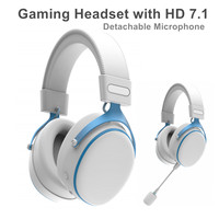 Casque de jeu HD 7.1 Tri-mode avec RGB, casque supra-auriculaire BT, double prise, dongle 2.4g, microphone détachable, bandeau réglable