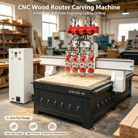 Routeur CNC 3D à 4 processus entièrement automatique pour la découpe de MDF, la fabrication de portes de meubles et la gravure sur bois