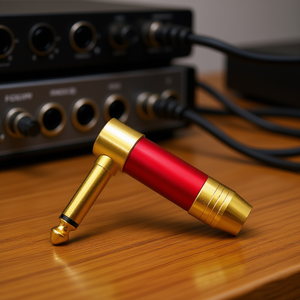 Conector Mono Jack de 6.3mm, 90 Grados, Enchufe de Audio Rojo - Product Image 3