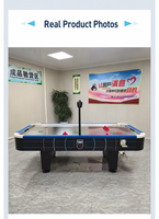 Table de hockey sur air de 8 pieds pour salle de jeux à domicile avec marqueur électronique, pieds réglables, surface ignifuge, certifiée CE, ventilateur