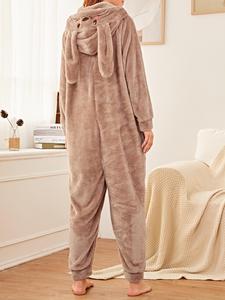 <span class=keywords><strong>Pijama</strong></span> <span class=keywords><strong>de</strong></span> una pieza suave <span class=keywords><strong>de</strong></span> invierno cálido para adultos con capucha y bonito <span class=keywords><strong>conejo</strong></span> para mujer con logotipo personalizado - Product Image 6