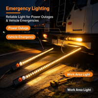 Barre lumineuse LED dimmable 12V pour camping, double couleur ambre + blanc/rouge + blanc, éclairage portable tout-en-un pour camping-car, tente, voiture