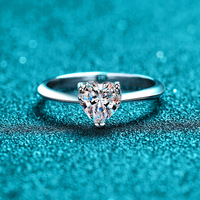 Bague de mariage pour femme en argent sterling 925 avec moissanite en forme de cœur 1ct, 2ct, bijoux de mode