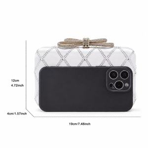 Chic Shell Diamond Lattice Satin Evening Clutch Purse for Women with Shinny Rhinestones - Product Image 5