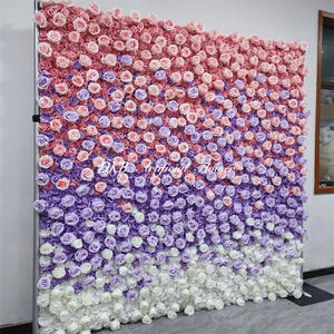 Flores Artificiales Rosas y Moradas, Telones de Fondo para Baby Shower de 8 pies x 8 pies, Pared de Flores Enrollable, Decoración de Fondo para Eventos - Product Image 6