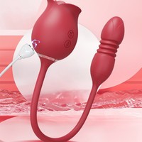 2-in-1 Rose Vibrator mit Verlängerter Zunge und Dildo für Anale Stimulation und G-Punkt-Saugen für Frauen