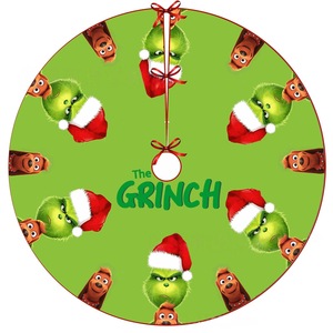 Grinch Christmas Cartoon Polyester Eco-Friendly Festive Decoration Prop Christmas Tree Skirt Premium Holiday Decorative <b>Mat</b> - Product Image 2