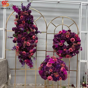 SMOOTH Nueva Bola de Flores de Hortensia, Orquídea y Rosa Púrpura Intenso, Arreglo Floral Densa Hecha a Mano con Flores Artificiales de Seda para Centro de Mesa de Boda - Product Image 2