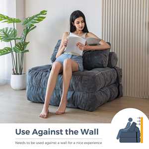 Hotel-Grade Compressed Full Foam Convertible <b>Single</b> Chair <b>Bed</b> <b>Foldable</b> Living Room Mattress with Pillow for Floor Sleeping - Product Image 4