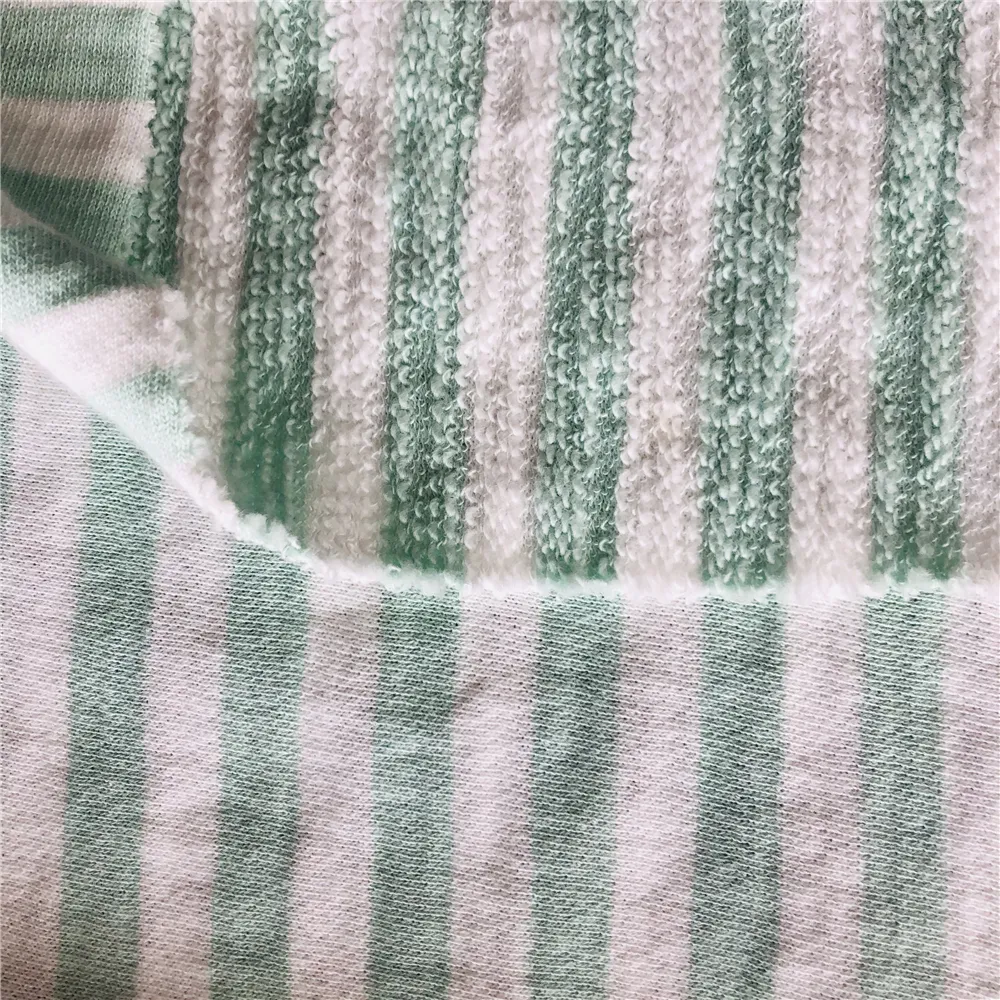Yarn dyed 100 Organic Cotton 280gsm Stripe Fashion French Terry Knitting Fabric