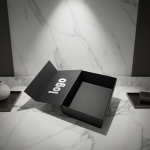 Cajas Rígidas de Regalo de Cartón Negro Magnéticas Plegables Personalizadas para Productos Cosméticos de Cuidado de la Piel de Lujo con Envoltura de <span class=keywords><strong>Rafia</strong></span> - Product Image 3