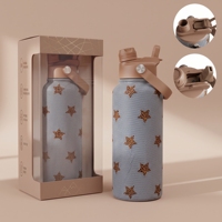 Bouteille d'eau isotherme personnalisée 32/24/18oz avec couvercle 2-en-1 à paille et bec verseur, anti-fuite, s'adapte au porte-gobelet de voiture pour le sport, les voyages et l'école