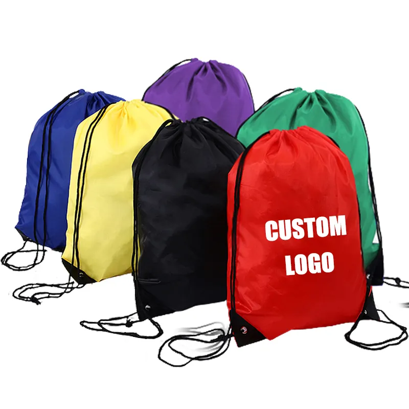 Draw String Bag Benutzer definierte Logo-Druck Wasserdichte Sport Polyester Kordel zug Rucksäcke Tasche für Geschenk-Promotion
