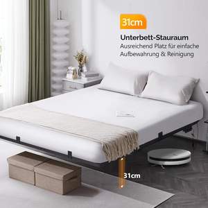 Lit flottant avec éclairage LED <span class=keywords><strong>à</strong></span> cadre <span class=keywords><strong>à</strong></span> <span class=keywords><strong>lattes</strong></span> 140*200cm/160*200cm/180*200cm, construction métallique durable - Product Image 4