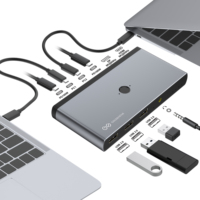 Commutateur Kvm 8K 60Hz KVM Étendre l'affichage USB 2 entrées 2 sorties pour 2 ordinateurs Partager 2 moniteurs