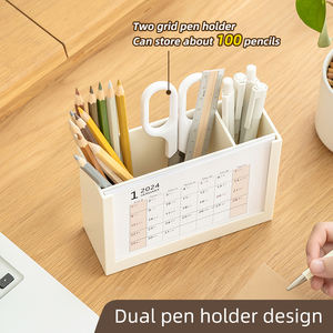 OEM/ODM Porte-stylo multifonctionnel de grande capacité Calendrier Affichage de cartes Conteneur de stockage Calendrier de bureau - Product Image 3