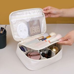 Sac à maquillage en cuir PU de grande capacité, organiseur de cosmétiques de voyage multi-compartiments - Product Image 4