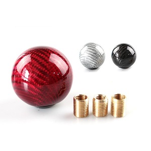 Carbon Fiber Gear <b>Shift</b> <b>Knob</b> Round Ball Red Black Silver Automatic Car Manual Transmission <b>Knob</b> SFN031 - Product Image 1