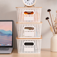 OWNSWING Offre Spéciale bacs de rangement multifonctionnels pour armoires de ménage avec couvercle en bambou paniers de rangement en plastique