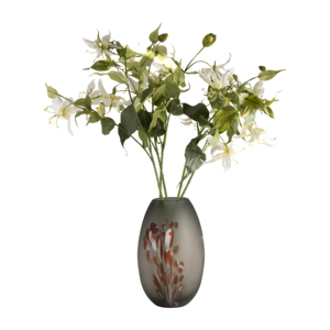 Vaso in Vetro Satinato con Dettagli Rossi Artistici, Vaso Decorativo per Fiori per Arredamento Soggiorno - Product Image 2