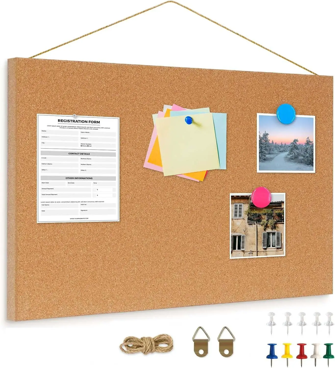 Frameless Rectangle Shape 0.7" Thick Small Corkboards for Walls Pin Notice Board