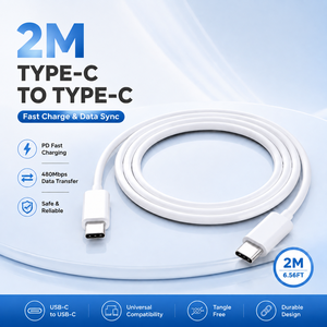 2M 60W 100W 5A Fast Charging USB-C to C Nylon Braid <b>Cable</b> <b>for</b> Mobile Phones - Product Image 1