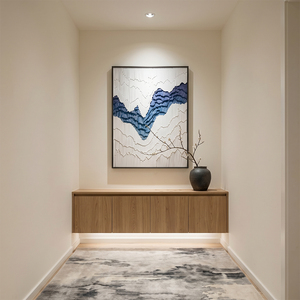 Inimalist ABI bstray all RT <span class=keywords><strong>3D</strong></span> ayered lue elief andscape ainting with lumluminum <span class=keywords><strong>para</strong></span> ntryway ecor - Product Image 3