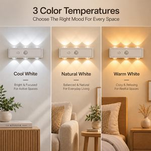 LED Wall <b>Lights</b> Rechargeable <b>Battery</b> Operated Dimmable Control Cordless Wall Mounted Rotation Lamp <b>Light</b> for Bedside Bedroom - Product Image 3