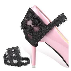 Bande de Fixation en dentelle élastique douce et <span class=keywords><strong>Anti</strong></span>-chute noire, sans nœud, boucle de lacet pour chaussures à talons hauts - Product Image 1