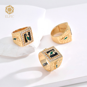 Elfic 14 k Oro Lamado Zircon Religion <span class=keywords><strong>Saint</strong></span> <span class=keywords><strong>Jude</strong></span> Hommes Jésus Anneaux Charmes Bijoux En Gros - Product Image 4