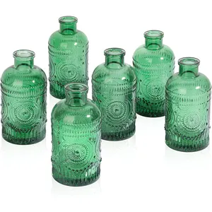 玻璃芽花瓶小型透明芽花瓶散装复古装饰瓶现代花卉中心