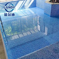 Liner de piscine 15x30 en PVC, antidérapant, résistant au chlore, bleu inaltérable, épaisseur 1,5 mm, design personnalisé, installation facile, Landy Pools