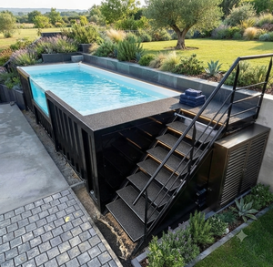 Conception de piscines de luxe 4,5m x 2,2m x 1,35m <span class=keywords><strong>avec</strong></span> rebord bronzant et sièges intégrés pour installation dans les jardins de villas - Product Image 1