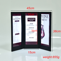 Haut de gamme personnalisé A4 Double page illuminé support de menu numérique affichage cuir LED éclairage Menu livre