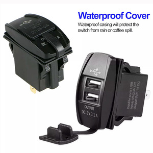 Truck RV <strong>Dual</strong> USB Charger 12-24V 3.1A Waterproof Rocker Socket <strong>LED</strong> <strong>Indicator</strong> for Overload - Product Image 3