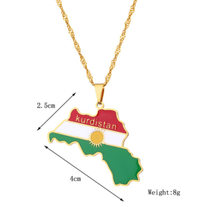 Collana con ciondolo mappa e bandiera del Kurdistan per amanti uomo donna gioielli etnici regalo patriottico del Kurdistan - Product Image 2