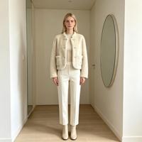 Veste Courte Femme 2026 Ice Fox en Fausse Fourrure de Vison de Luxe, Col Montant, Bouton Unique, Coupe Courte, Poches, Douce, Chaude, Élégante et Décontractée