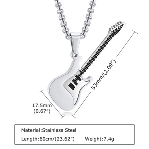 Collar con Colgante de Guitarra Chapado en Oro de Acero Inoxidable Estilo Hip Hop Popular con Cadena de Eslabones para Hombre - Regalo de Aniversario - Product Image 6
