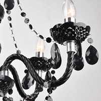Luzete Giulia Black, Lámpara de Techo de 6 Luces, Cristal, Base de Acero Cromado, Diseño Elegante, Control por Interruptor, Mejor Calidad, Personalizable