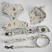 Conception de mode adorable fleur collier pour animaux de compagnie laisse douce respirante pour chiot gilet en maille rembourrée harnais pour chien avec étiquette personnalisée