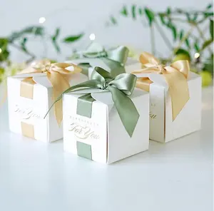 Custom Logo Wedding Candy Chocolate Sweets Favor Gift Box White Wedding Favor Box For Guests