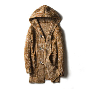 Wholesale Custom Solid Long Sleeved <strong>Cardigan</strong> Plus Size Hooded <strong>Men</strong> Knit <strong>Chunky</strong> <strong>Cardigan</strong> - Product Image 2