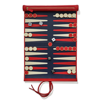 Luxuriöses, personalisiertes Monogramm-Leder-Schachspiel mit faltbarer Tasche, Roll-Up-Backgammon-Set mit Reise-Optik