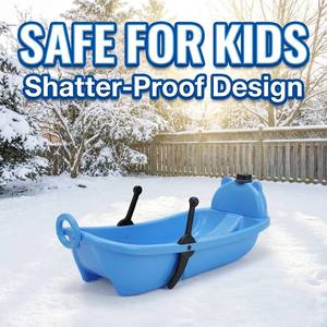 Traîneau d'hiver <span class=keywords><strong>pliable</strong></span> en PEHD anti-gel pour enfants avec freins et poignées confortables - Product Image 2