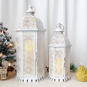 Ensemble de lanternes blanches de style vintage, lanternes de sol de style marocain, <span class=keywords><strong>grande</strong></span> lanterne en métal pour la décoration de mariage - Product Image 3