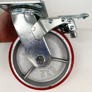 4 <span class=keywords><strong>5</strong></span> 6 8 Zoll Rote <span class=keywords><strong>PU</strong></span> Gusseisen-Kern Transportrollen Schwerlast Industrielle Lenkrollen - Product Image 2