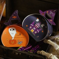 Nouveauté : Boîtes à bonbons et biscuits d'Halloween, mini boîtes rondes en carton, décorations de fête, emballages cadeaux, boîtes vides