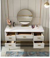 Ensemble de coiffeuse moderne et élégante, design nordique, meuble de chambre à coucher, table de maquillage + miroir + tabouret, ensemble de meubles de coiffeuse